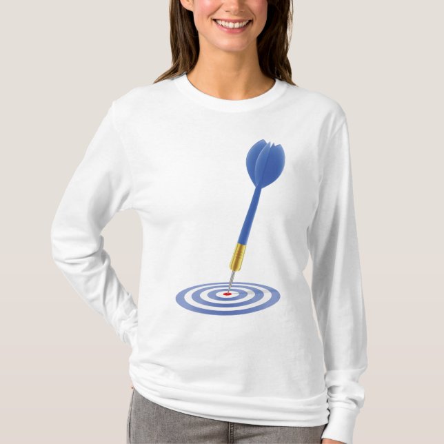 Bullseye Hit Blue Dart on Target T Shirt (Framsida)