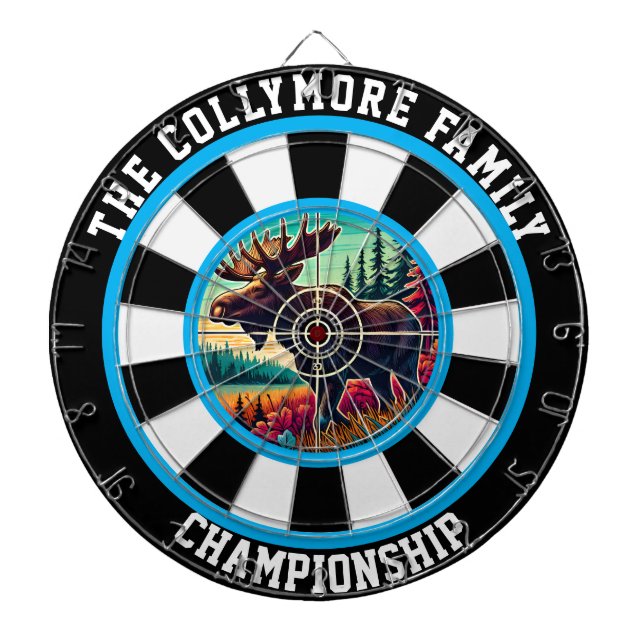 Bullseye Moose in Forest Art" Darttavla (Framsidan)