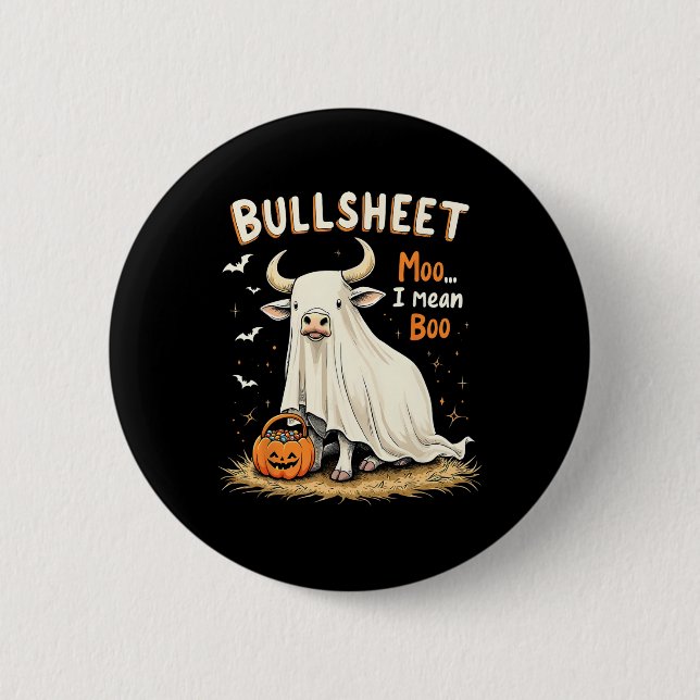 Bullsheet Cow Ghost Pun Funny Halloween Trick elle Knapp (Framsida)