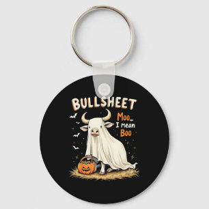 Bullsheet Cow Ghost Pun Funny Halloween Trick elle Nyckelring