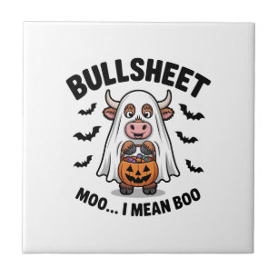 BULLSHEET Halloween Söt Ko i Spöke Kakelplatta