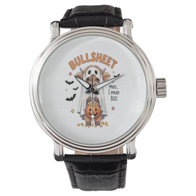 Bullsheet Highland Cow Funny Ghost Armbandsur (Framsida)