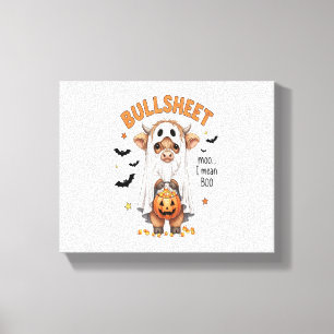 Bullsheet Highland Cow Funny Ghost Canvastryck