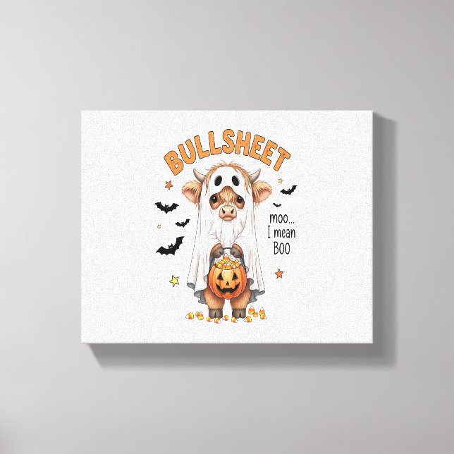 Bullsheet Highland Cow Funny Ghost Canvastryck (Framsida)