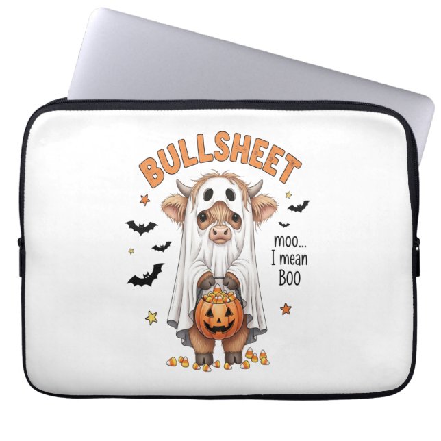 Bullsheet Highland Cow Funny Ghost Laptop Fodral (Framsidan)