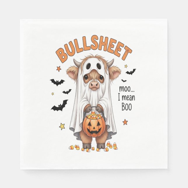 Bullsheet Highland Cow Funny Ghost Pappersservett (Framsidan)