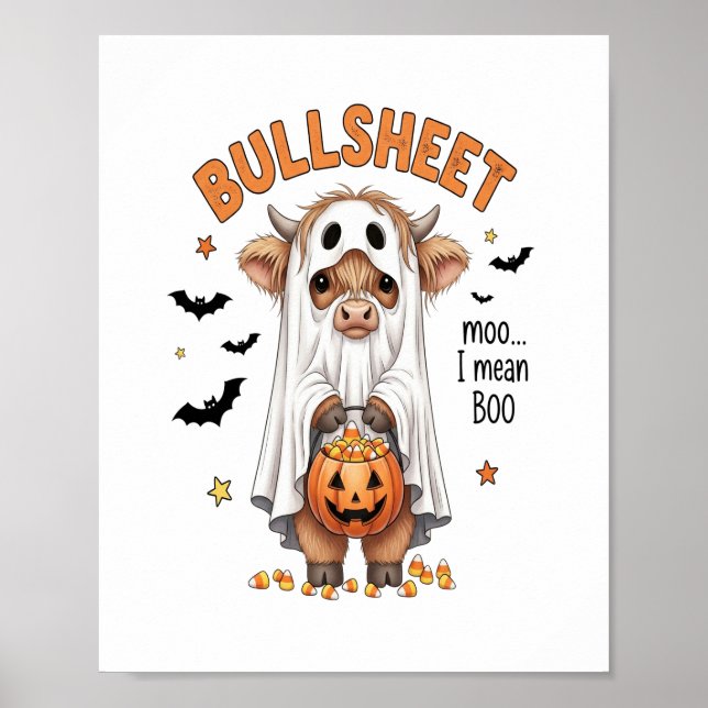 Bullsheet Highland Cow Funny Ghost Poster (Framsidan)
