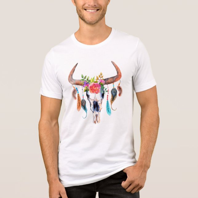 Bullskullblommor och luddfärger t-shirt i triblend-tyg (Framsida)