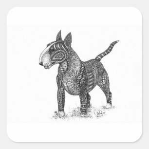 Bullterrier Fyrkantig Klistermärke