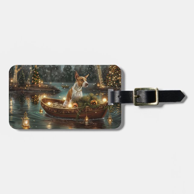 Bullterrier Jul Festlig resa Bagagebricka (Horisontell Framsida)