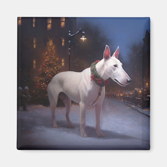 Bullterrier Jul Firande Säsong Magnet (Framsidan)