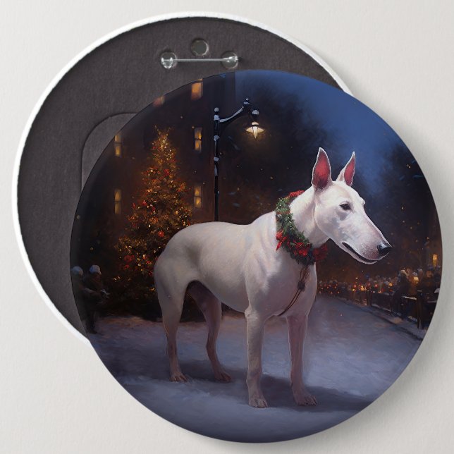 Bullterrier Julfirande Säsong Knapp (Framsida & baksida)
