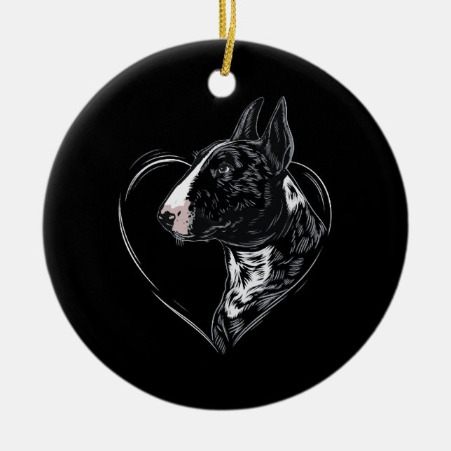 Bullterrier   julgransprydnad keramik (Framsidan)