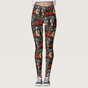 Bullterrier med hjärtrusor Alla hjärtans dag Leggings