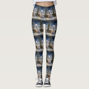 Bullterrier med julbelysning Holiday Leggings