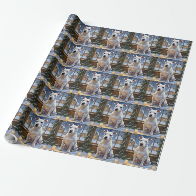 Bullterrier med julbelysning Holiday Presentpapper (Utrullad)