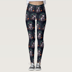 Bullterrier Pumpa Halloween Skräckinjagande Leggings