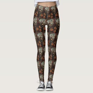 Bullterrier Ridande Motorcykel Halloween Skräckinj Leggings