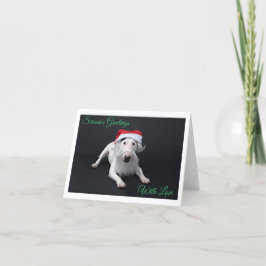 Bullterrier Santa Jul Viksad Lyckönskningskort Kort