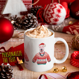 Bullterrier som bär ful jultröja Xmas hundälskare Kaffemugg