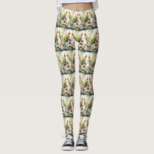 Bullterrierhund med påskägg semester leggings