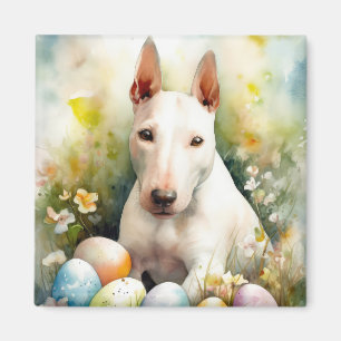 Bullterrierhund med påskägg semester magnet