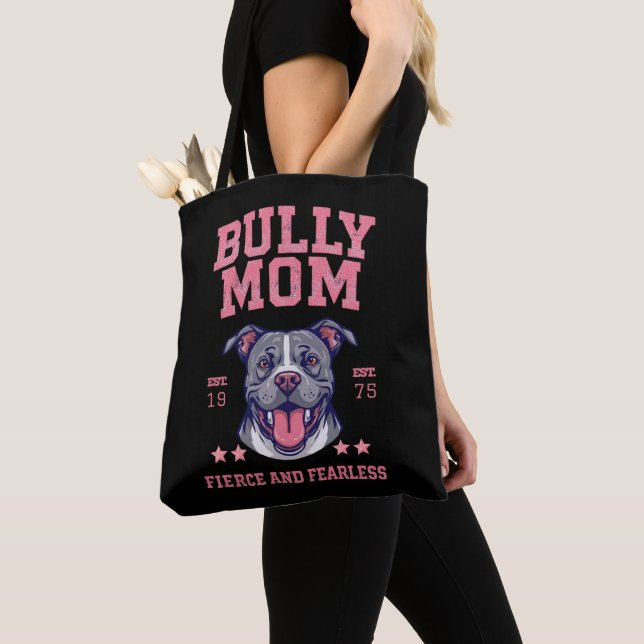 Bully Dog Mom - Fierce Fearless - Pit Bull Lover Tygkasse (Närbild)