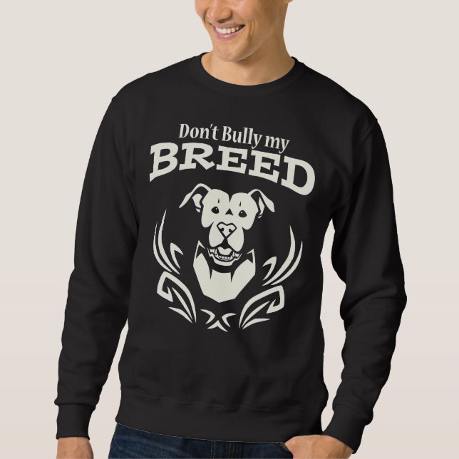 Bully My Breed! Vit Lång Ärmad Tröja (Framsida)