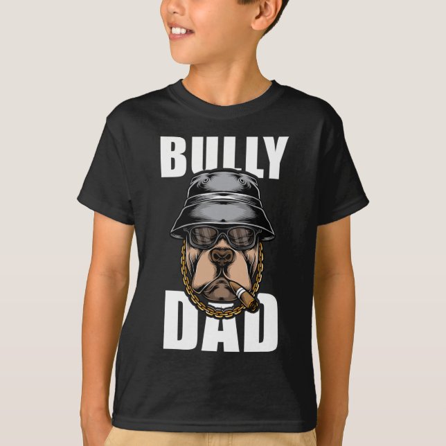 Bully Pappa Bulldog Pitbull T Shirt (Framsida)
