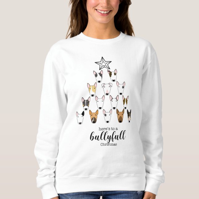 Bullyfull Bull Terrier Julsötare T Shirt (Framsida)