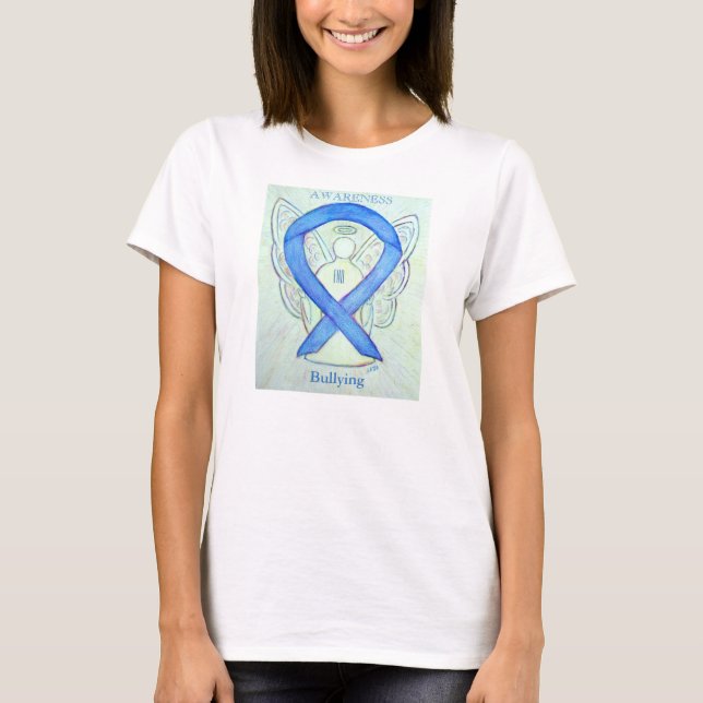 Bullying Awareness Blue Ribbon Angel Shirt T-shirt (Framsida)