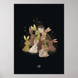 BULRUSH RABBITS av Alexandra Dikaia Poster