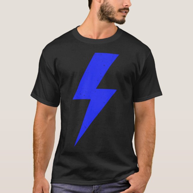 Bult Blixt Blue Thunderbolt Team T Shirt (Framsida)