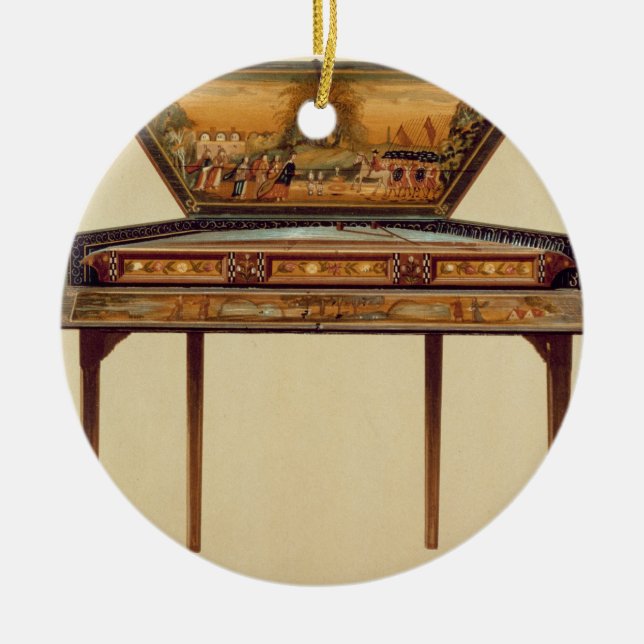 Bultad cymbal i en målad soundbox, 18th cent julgransprydnad keramik (Framsidan)