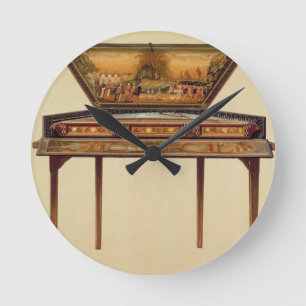 Bultad cymbal i en målad soundbox, 18th cent rund klocka