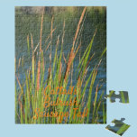 Bulush Cattails på vattenfronten Pussel<br><div class="desc">Fotografi av Cattails, Bulush eller Sause Svan visas på detta naturligt vackra och utmanande pussel. Brunt, grönt och blått är det ärliga färgen som finns i fotografibilden av en solig vattenfront. Det här pusslet är idealiskt för en stuga i sjö eller land med sin naturliga outdoorsy charm eller vilken sjö...</div>