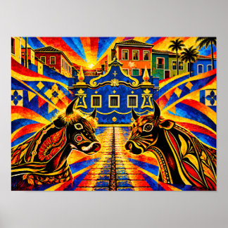 Bumba Meu Boi-parad Silhuett Fonte Ribeirão Poster