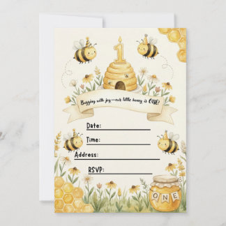 Bumble Bee 1st Birthday Invitation  Inbjudningar
