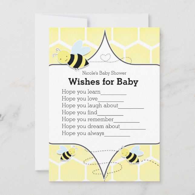 Bumble BEE Gula önskningar för Baby Shower Lek Inbjudningar (Framsida)