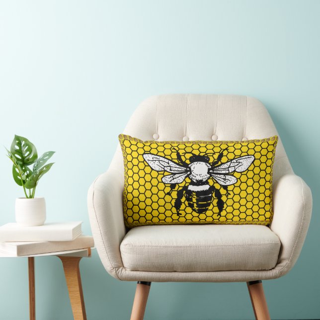 Bumble Bee hive Apiary Throw Pillow Lumbarkudde (Stol)
