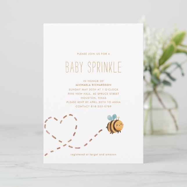 BUMBLE BEE MODERN MINIMAL BABY SPRINKLE |  INBJUDNINGAR (Stående Fram)