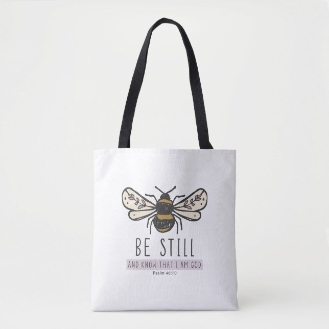 bumble bee scripture tote bag tygkasse (Framsida)