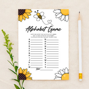 Bumble Honungsbin Alphabet Baby Shower-spel Brevpapper