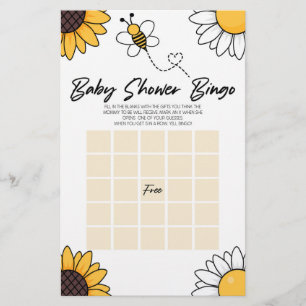 Bumble Honungsbin Bingo Baby Shower-spel Brevpapper