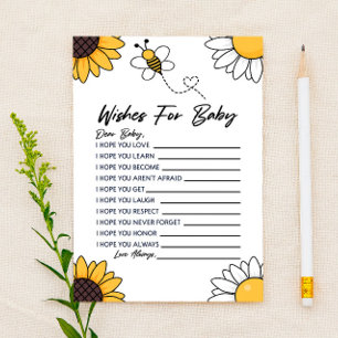 Bumble Humla Bin Önskar För Baby Shower Aktivitet Brevpapper