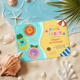 Bumble Nummer Födelsedag sommaren Bassäng Party Inbjudningar
