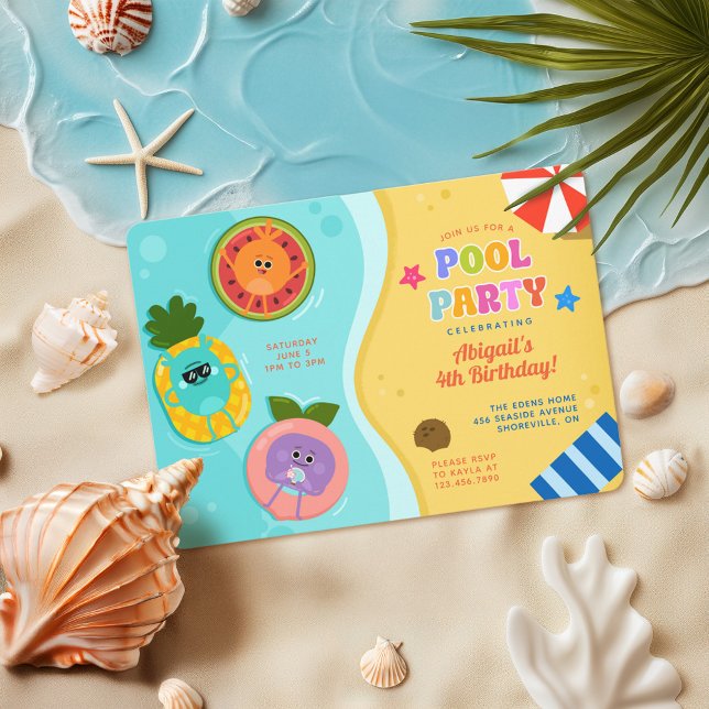 Bumble Nummer Födelsedag sommaren Bassäng Party Inbjudningar (Pool Party Invitation)
