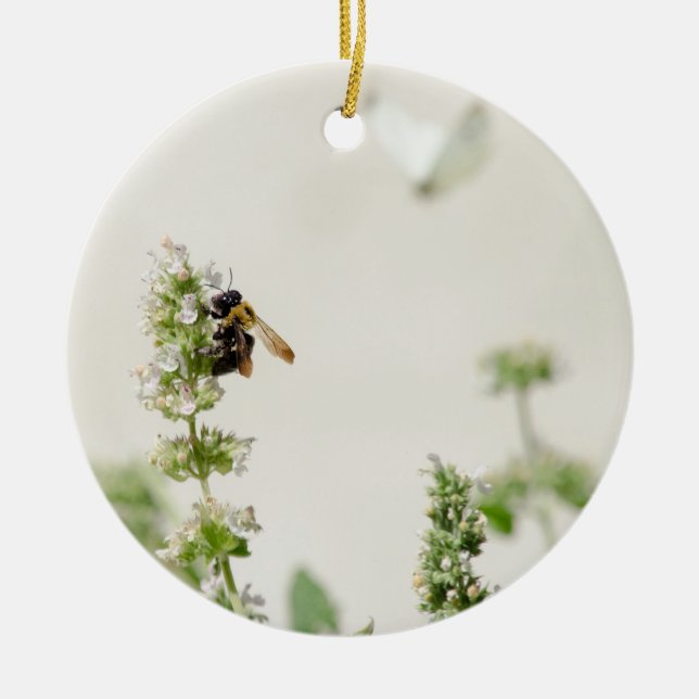 Bumble och månad julgransprydnad keramik (Framsidan)