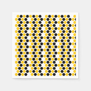 Bumble Svart Gul Geometrisk Hexagram Hex Mönster Pappersservett