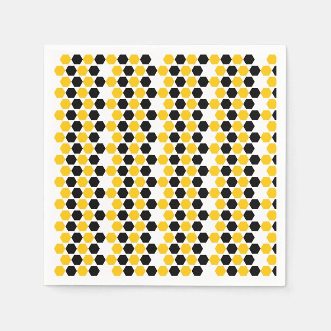 Bumble Svart Gul Geometrisk Hexagram Hex Mönster Pappersservett (Framsidan)